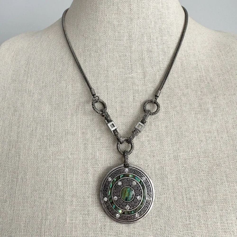 Lia Sophia  DREAM GIRL  Genuine Abalone & Cut Crystals Bohemian Necklace 20-23”